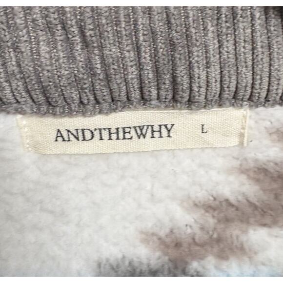 AndTheWhy Sherpa Fleece Jacket Aztec Cream Blue Brown Corduroy Trim Size L - Picture 3 of 5